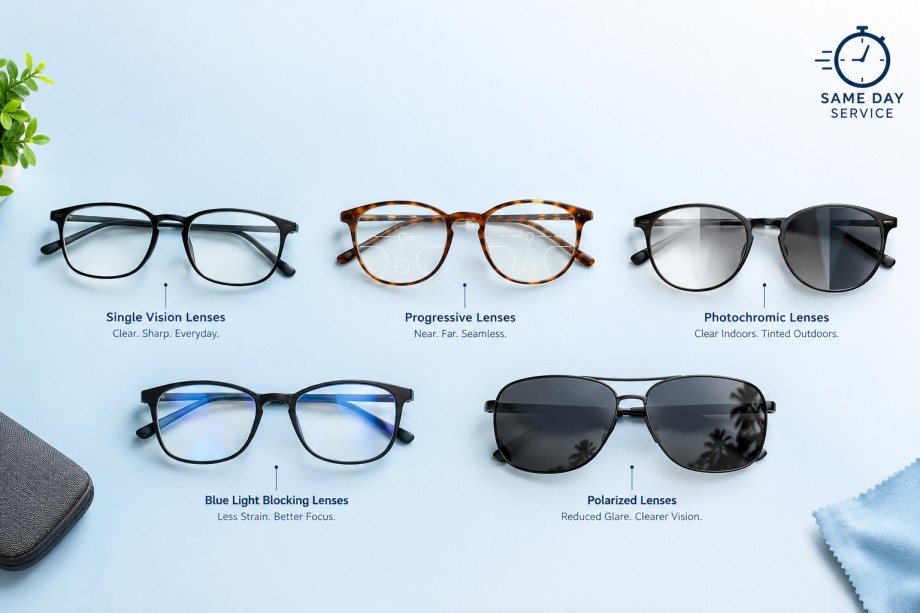 What Lens Types Are Available for Same-Day Eyeglasses?
